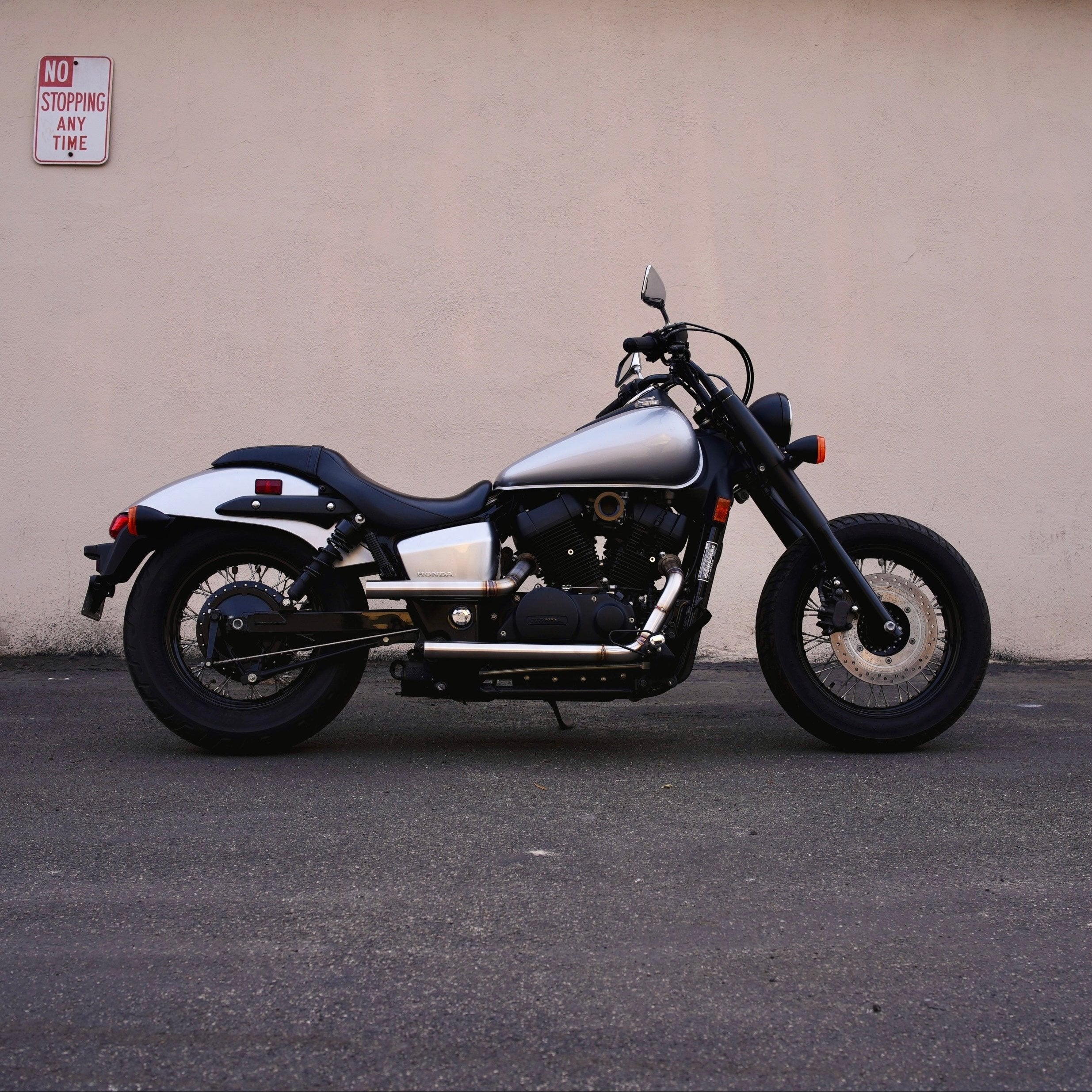 HI-LO Drag Stainless Steel Exhaust for Honda Shadow VT750 - 2004 & Newer Aero Phantom Spirit