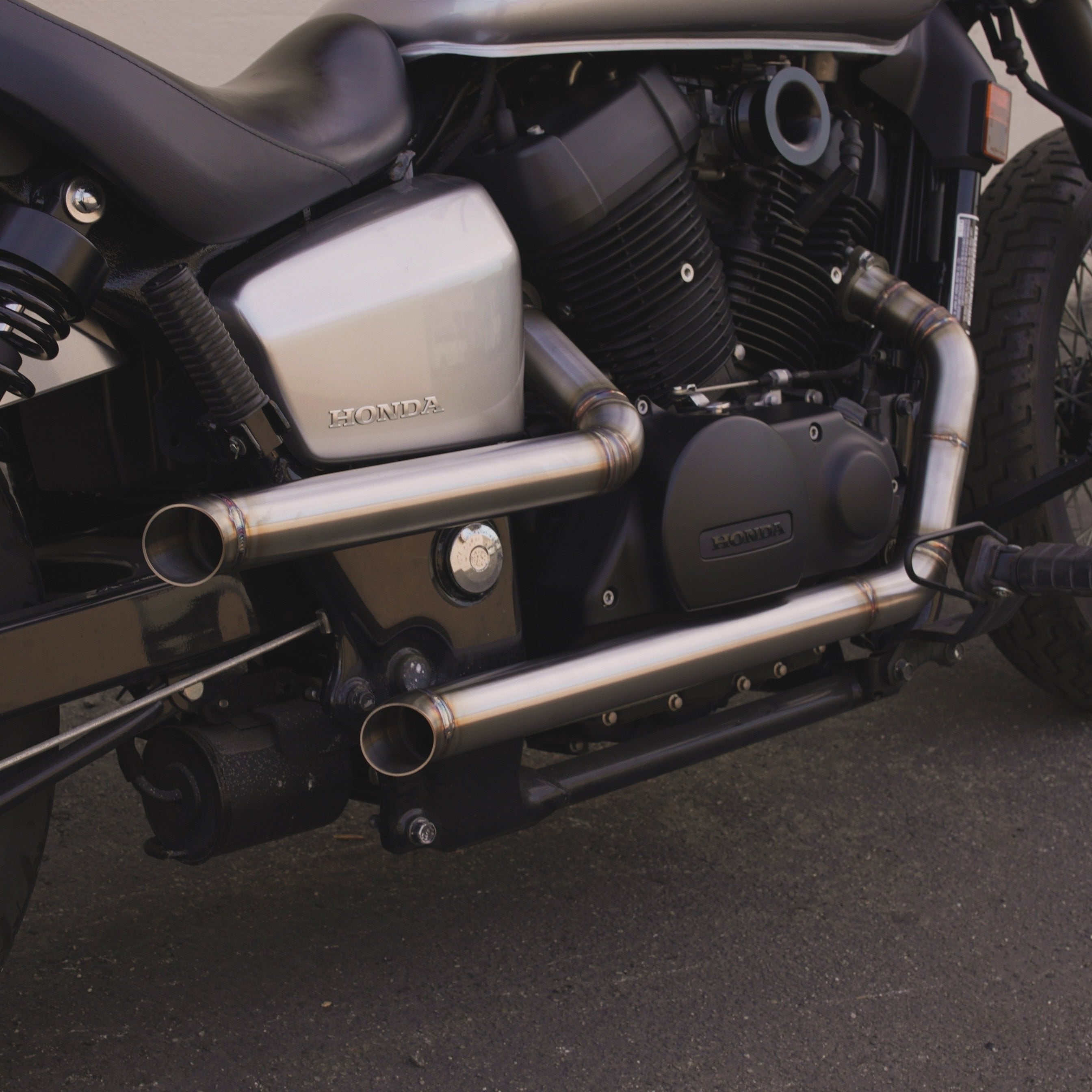 HI-LO Drag Stainless Steel Exhaust for Honda Shadow VT750 - 2004 & Newer Aero Phantom Spirit