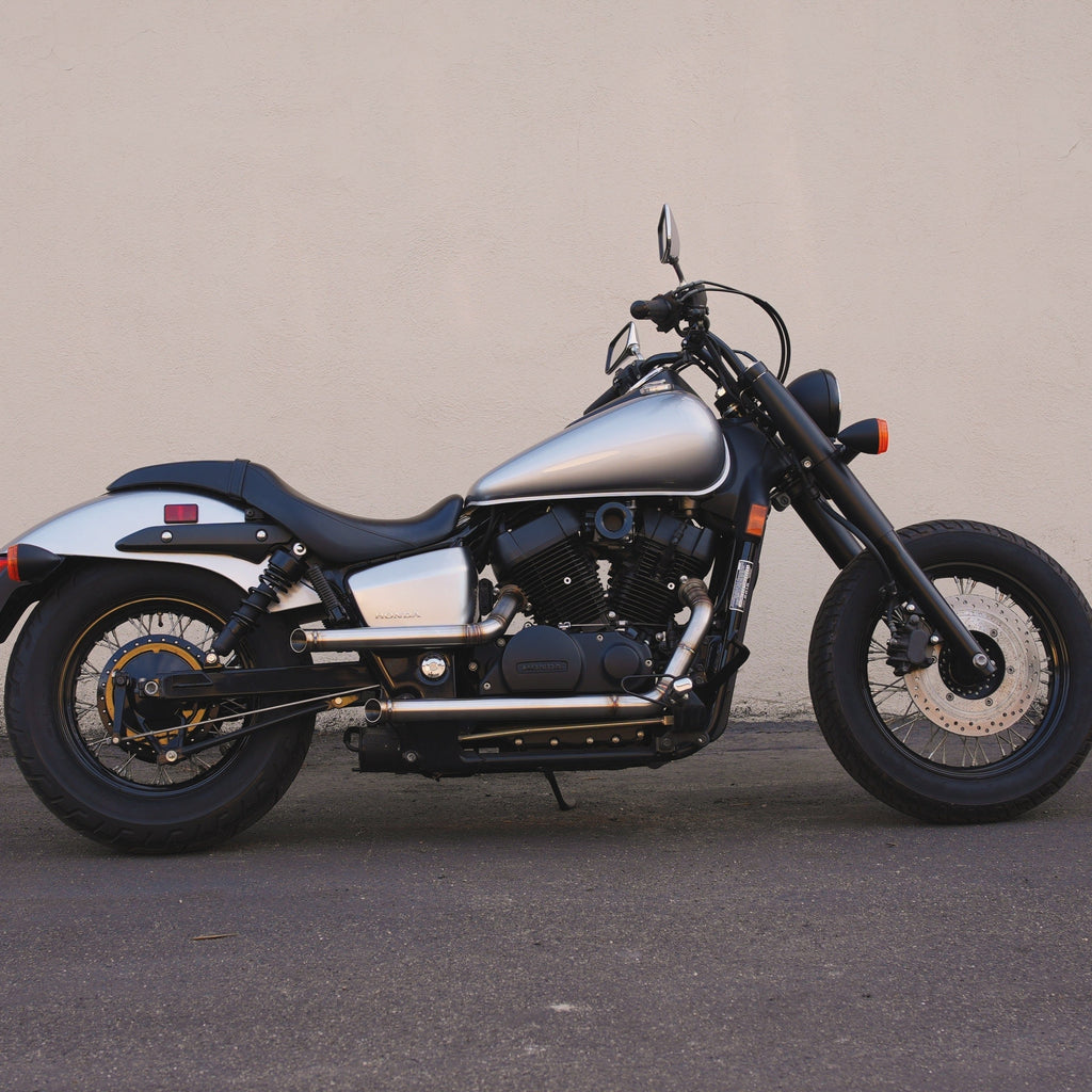 HI-LO Drag Stainless Steel Exhaust for Honda Shadow VT750 - 2004 & Newer Aero Phantom Spirit