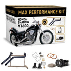 Max Performance Kit packaging for Honda Shadow VT600 with motorcycle illustration and components displayed.