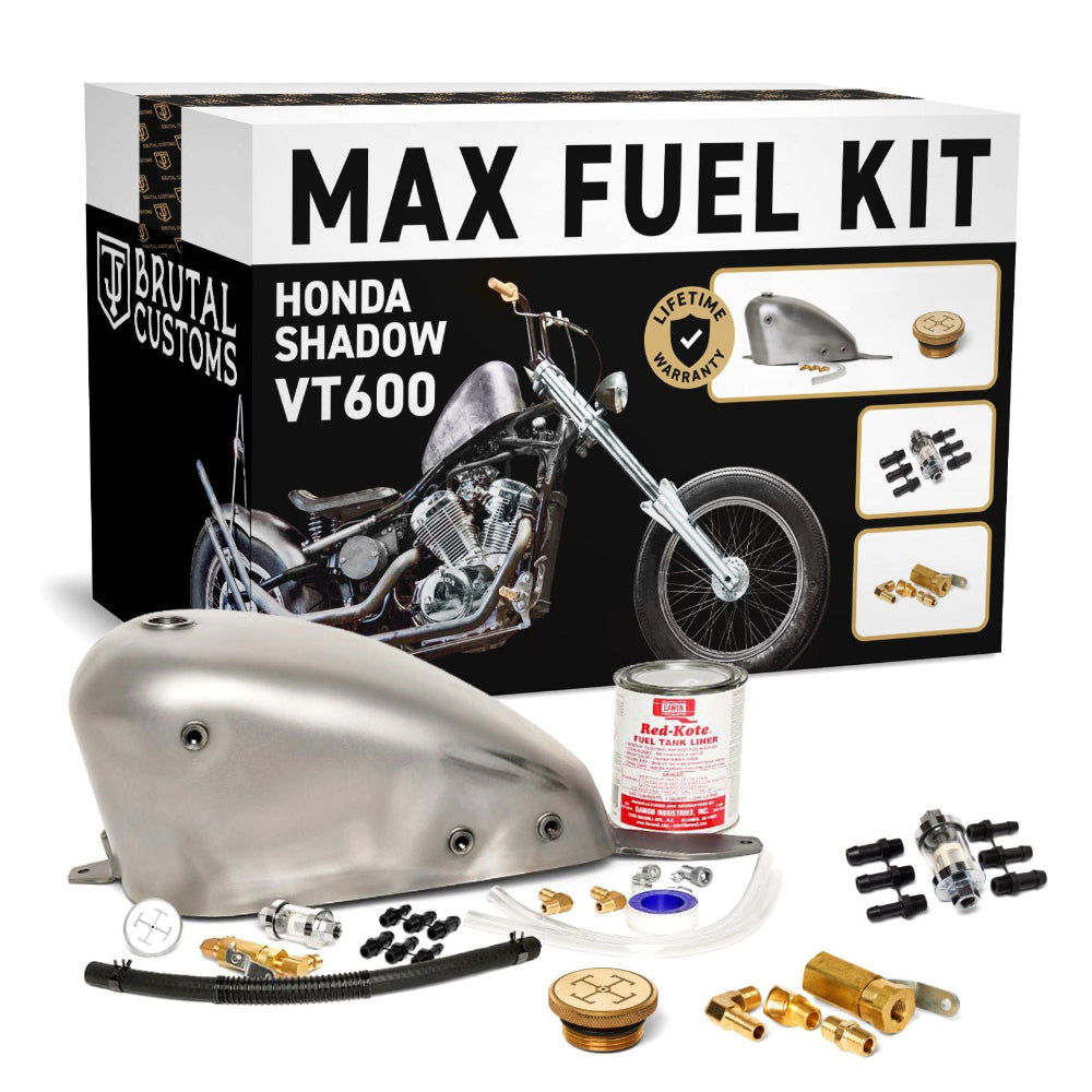Max Fuel Kit for Honda Shadow VT600 with components and packaging on a white background