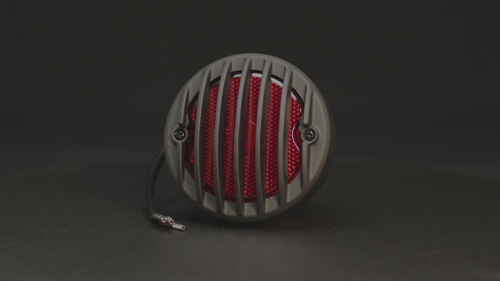 Motorcycle Tail Light - Satin Black Finned LED 12V