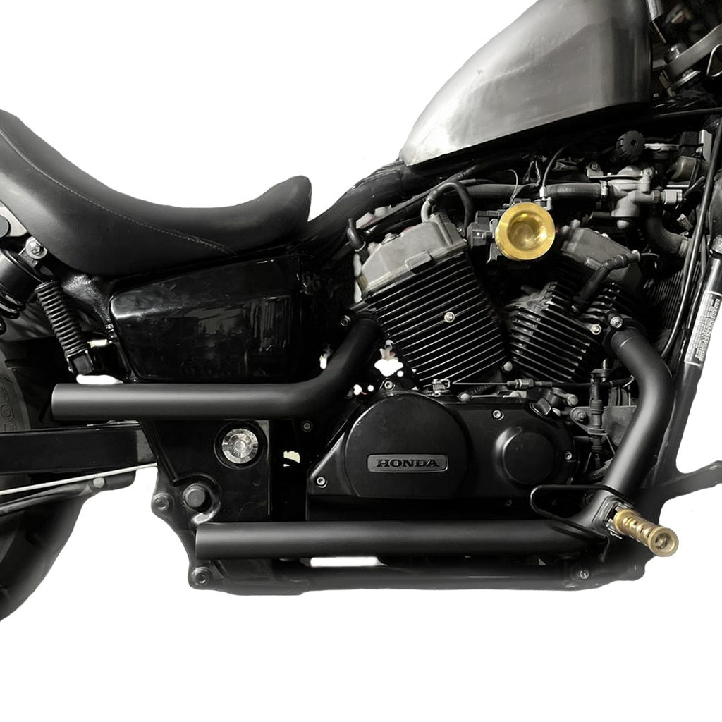 HI-LO Drag Exhaust for Honda Shadow VT750 - 2004 & Newer Aero Phantom Spirit - Cerakote Black
