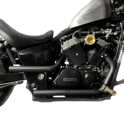 HI-LO Drag Exhaust for Honda Shadow VT750 - 2004 & Newer Aero Phantom Spirit - Cerakote Black