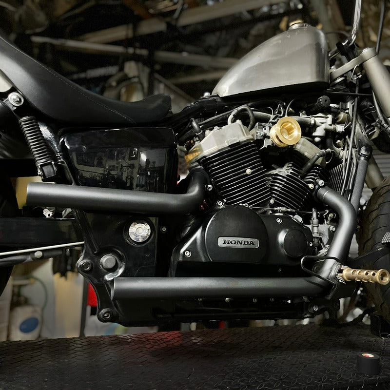 HI-LO Drag Exhaust for Honda Shadow VT750 - 04 & Up Aero Phantom Spirit - Cerakote Black