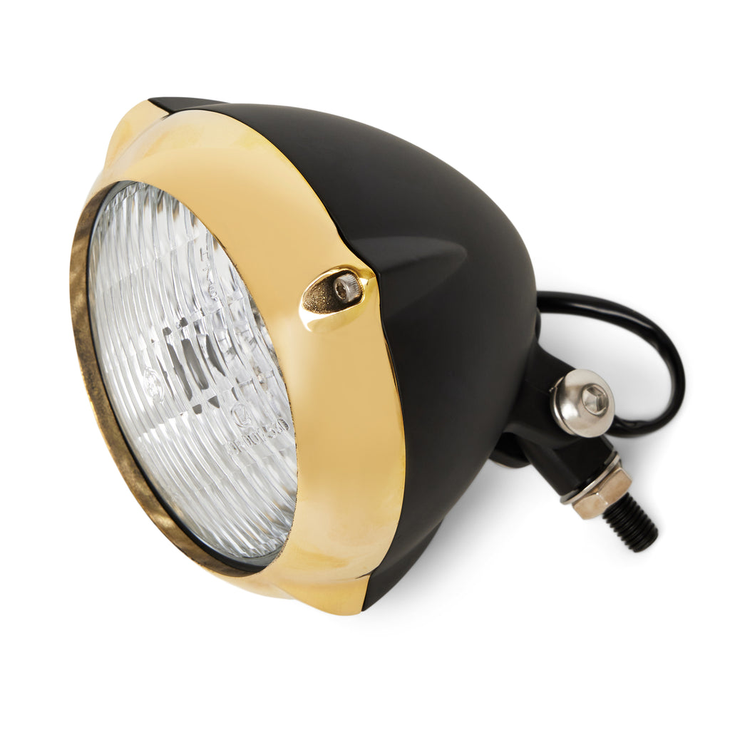 Motorcycle Headlights - Black and Brass