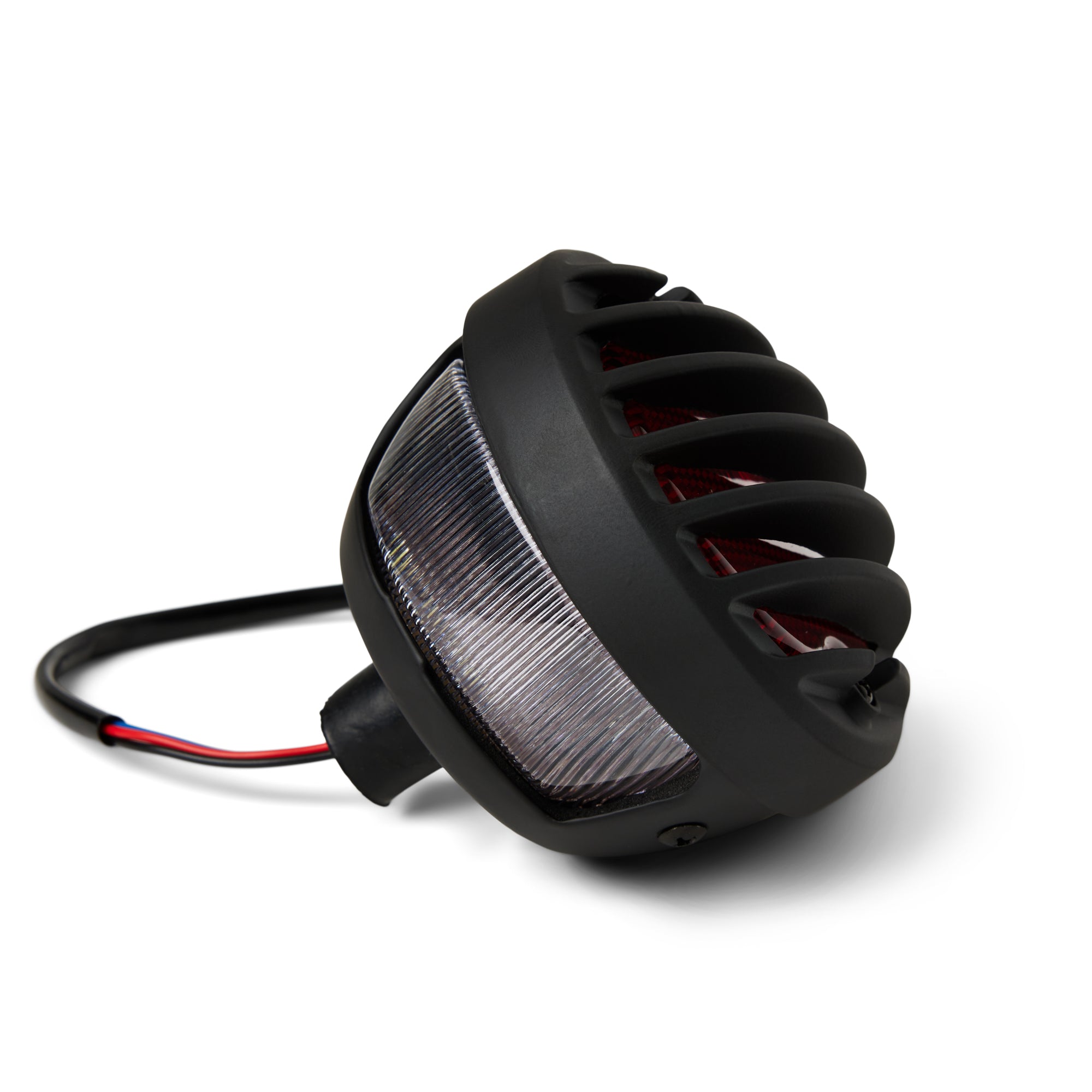 Motorcycle Tail Light - Satin Black Finned LED 12V