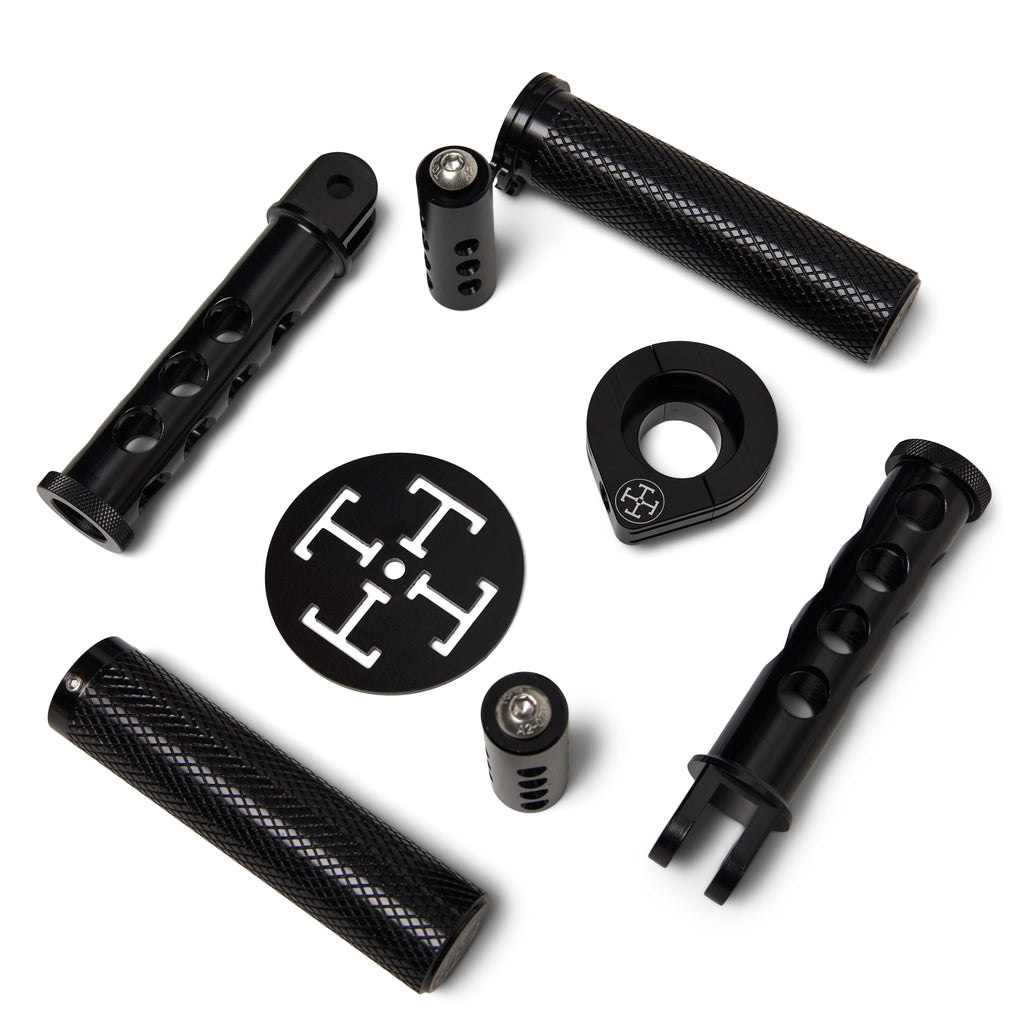 THE BLACK BOX - Complete Controls Kit - Grips, Pegs, Shifter, Brake Peg, Throttle Assembly & Carb Shield