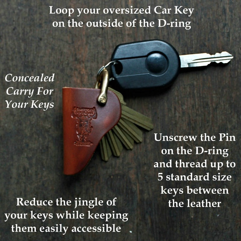 Leather Key Holster - Brass Key Chain with Leather Key Cover– TJ